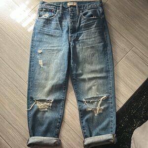 Madewell Distressed High Rise Dad Jean Size 27